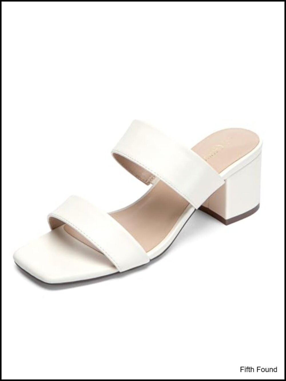 Two Strap Heeled Sandals Square Open Toe Low Block Heels Slip On Women's Dressy